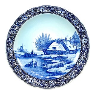 Large 1950s Delft Blue Wallboard With Representation of J Sonneville by Boch For Sale