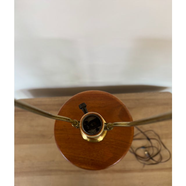 Mid-Century Modern Modeline Style Wavy Sculptural Walnut Ribbon Table Lamp With Drum Shade For Sale - Image 12 of 12