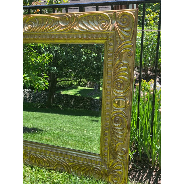 Wood 1990s Large Italian Carved Giltwood Mirror 68x46 For Sale - Image 7 of 13