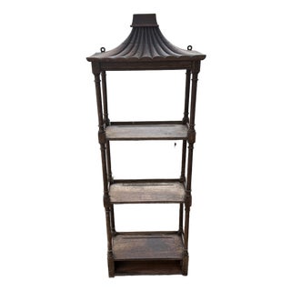 Late 19th Century Wooden Tiered Etagere With Pagoda-Style Top For Sale