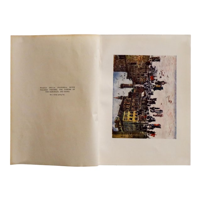 1905 Italian Original Print - Piazza Della Signoria - From Book Florence & Some Tuscan Cities (1905) For Sale