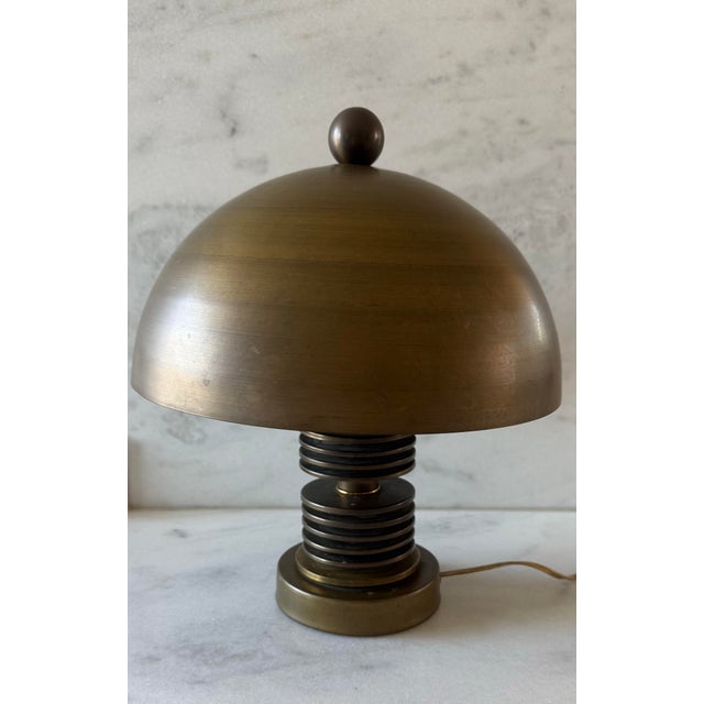 Vintage mid century brass mushroom style table lamp attributed to Swedish designer Hans-Agne Jakobsson (unmarked)....
