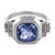 Art Deco 1920s French Art Deco Gia 4.50 Carat Ceylon No Heat Sapphire Diamond Platinum Ring, Size 6.25 For Sale - Image 3 of 6