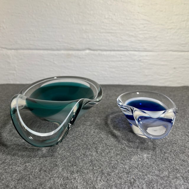 Flygsfors Mid 20th Century Flygsfors Coquille Glass Spoon Bowls - Set of 2 For Sale - Image 4 of 10