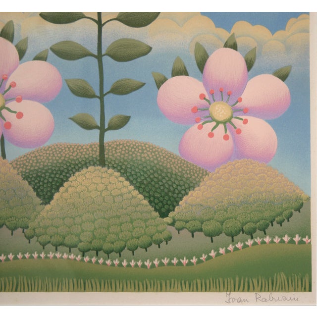 Pink Flowers - Limited Edition Naive Serigraph by Ivan Rabuzin For Sale - Image 4 of 11