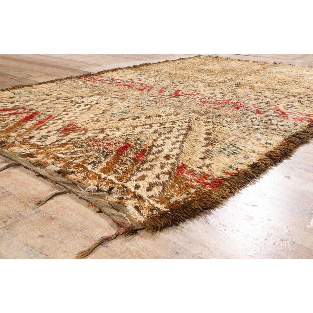 Tan Vintage Zayane Beni M'Guild Moroccan Rug, 07'03 X 11'06 For Sale - Image 8 of 10
