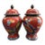 Pair of Vintage Chinese Cloisonné Dragon and Phoenix General Jars, Scarlet Red Cloud Enamel Lidded Chinoiserie Urns For Sale