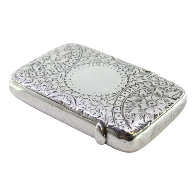 Silver Matchbox with Engraved Plant Motifs For Sale