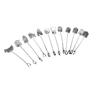 Art Deco Silver Herring Forks, Greece, 1960s, Set of 12 For Sale