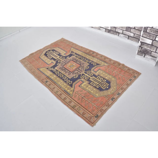 Handmade wool carpet in Turkish Anatolia , Vintage Oushak Rug,Turkish Vintage Anatolian Rug, Handmade wool Rug . One Of...