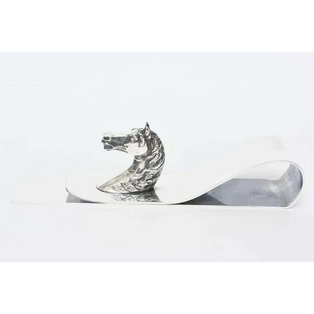 This wonderful vintage Hermes equestrian paper holder is on the rare side. It is signed Hermes Paris and is polished...