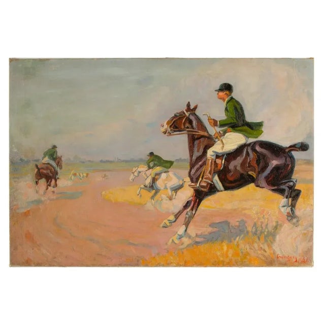 1921 Impressionist Style Landscape with Jockeys Oil Painting by István Csengery For Sale - Image 11 of 11