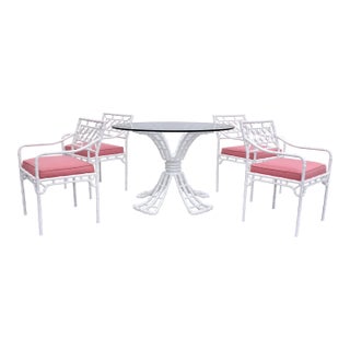 1960s Faux Bamboo Dining Table Set by Phyllis Morris, Restored For Sale