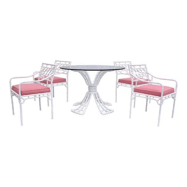 1960s Faux Bamboo Dining Table Set by Phyllis Morris, Restored For Sale
