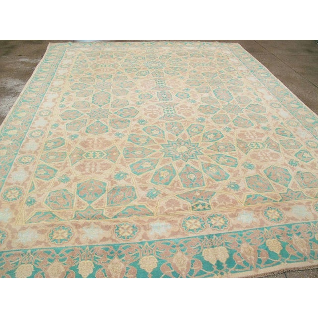 An antique Indian Cotton Agra carpet. The straw field of this abstractly drawn, stylistically eclectic, northern Indian...