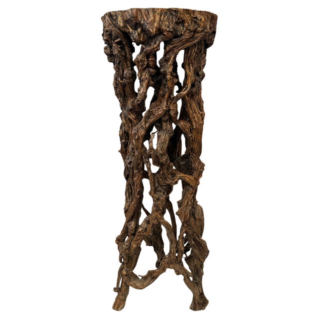 Contemporary Late 19th Century Hand-Carved Wooden Tree Root Pedestal For Sale - Image 3 of 5