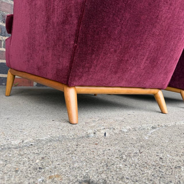 Mid 20th Century Pair of t.h. Robsjohn Gibbings Lounge Chairs Redone in Mohair. For Sale - Image 5 of 11