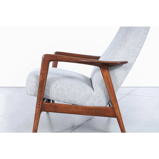 Dove Gray Swedish Modern Walnut Recliner Chair by Alf Svensson for Dux For Sale - Image 8 of 12