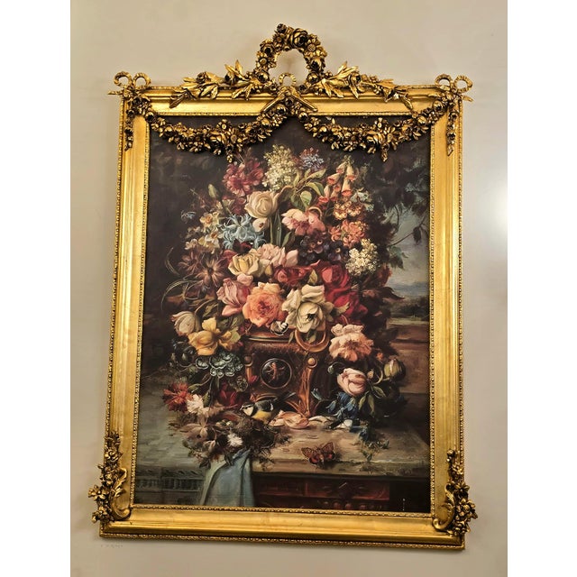 French French-Inspired Floral Still Life – Vibrant Botanical Bouquet With an Ornate Gilded Frame For Sale - Image 3 of 3