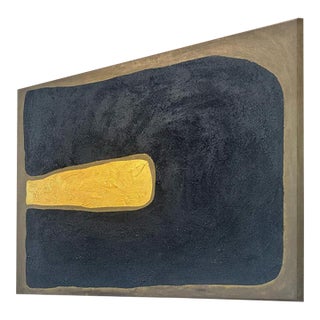 Gold and Carbon Painting on Spanish Linen Minimalist Painting For Sale
