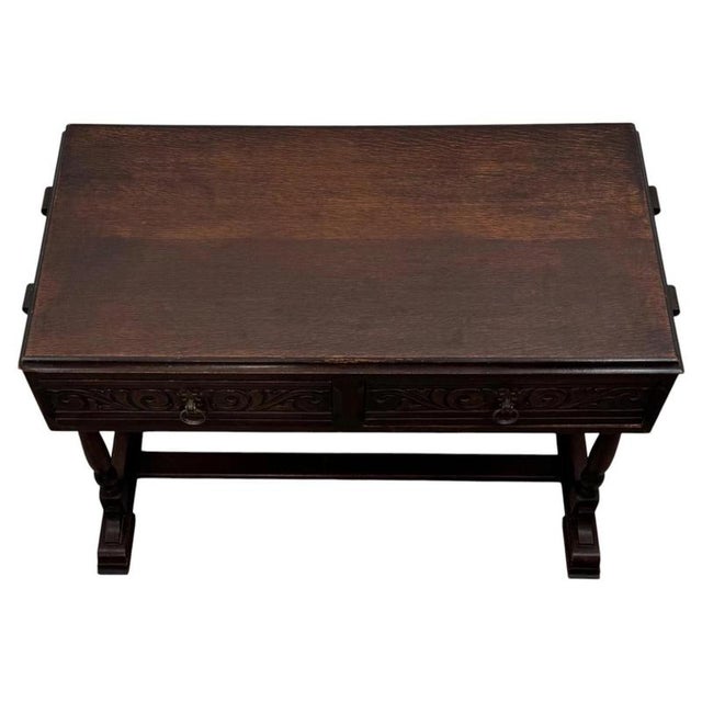 Antique Carved Oak Occasional Side Table For Sale - Image 4 of 11