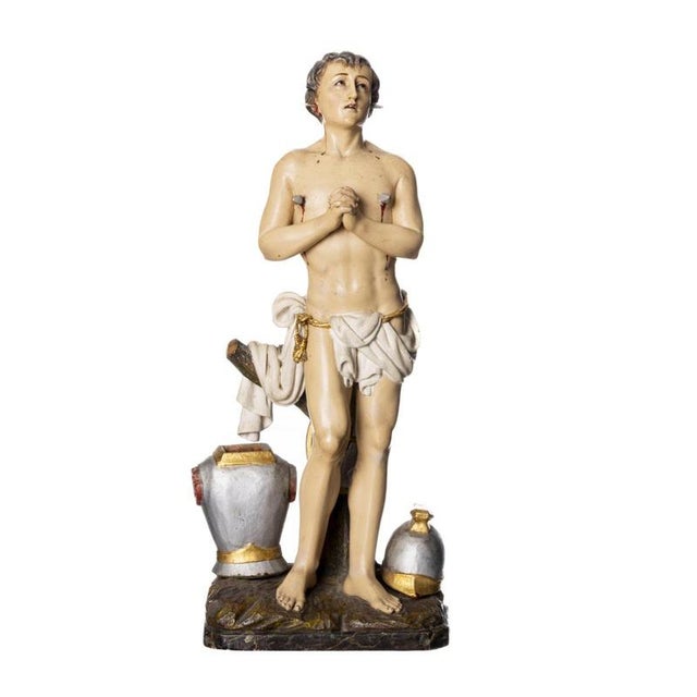 Religious Artist, Saint Manuel, 18th Century, Wood Sculpture For Sale - Image 6 of 6