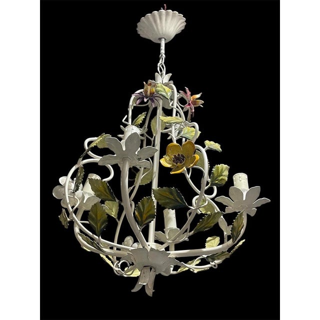 Banci Firenze is often cited as the leading manufacturer of Italian painted metal floral chandeliers from the 1960s, with...