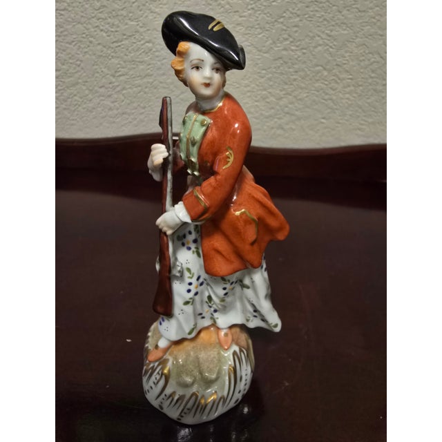 Victorian Early 20th Century Dresden Porcelain Hunting Figurine For Sale - Image 3 of 6