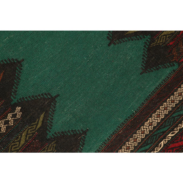 Tribal Vintage Afghan Kilim With Teal Open Field, From Rug & Kilim For Sale - Image 3 of 7