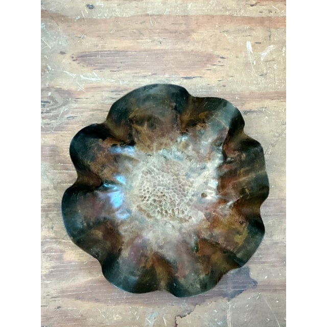 Copper Vintage Scalloped Copper Decorative Bowl For Sale - Image 8 of 15