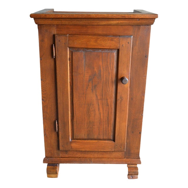 Antique Oak Wooden Spinde Cabinet For Sale