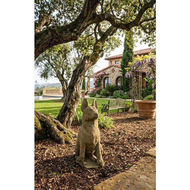 Vintage Cast Stone German Shepherd Garden Statue For Sale In West Palm - Image 6 of 10