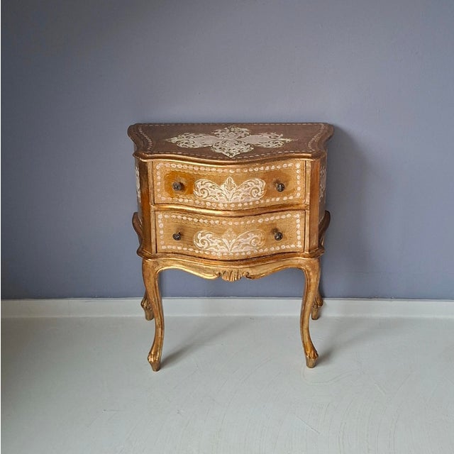 Italian Florentine Golden Chest of Drawers, 1960s For Sale - Image 4 of 7