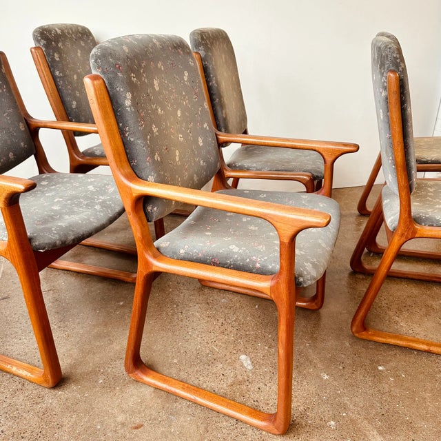 R. Huber & Co. Upholstered Danish Teak Dining Chairs - Set of 6 For Sale - Image 4 of 12