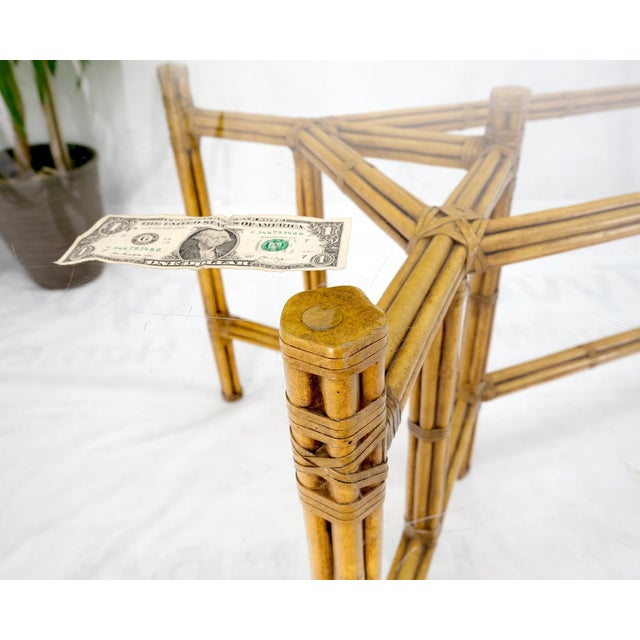 Mid 20th Century Mid 20th Century Large Bamboo & Leather Frame 3/4" Thick Glass Top Dining Conference Table For Sale - Image 5 of 18