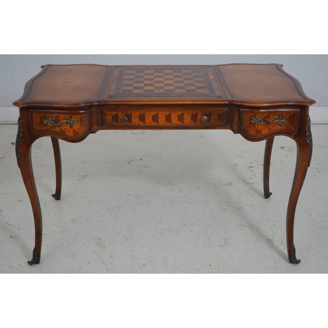 Age: Approx: 20 Years Old Details: Reversible Center Quality Construction Brass Ormolu Mount Quality Tooled Leather Top...