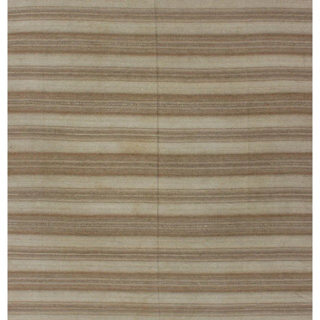 Tribal 1930s Multi Paneled Persian Kilim With Square-Shaped, in Taupe, Light Brown For Sale - Image 3 of 12