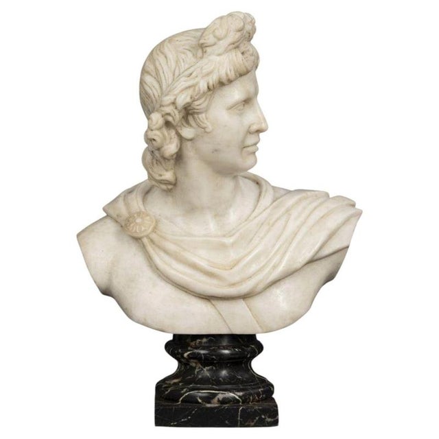 Italian School, Male Bust, 20th Century, Carrara Marble For Sale - Image 6 of 6
