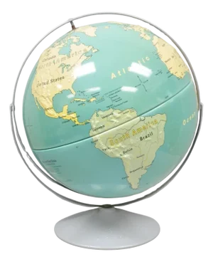 Vintage Nystrom 16" Large Sculptural Relief Classroom Double Axis World Globe