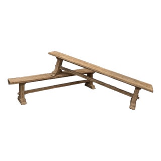 Solid Oak Benches, Set of 2 For Sale