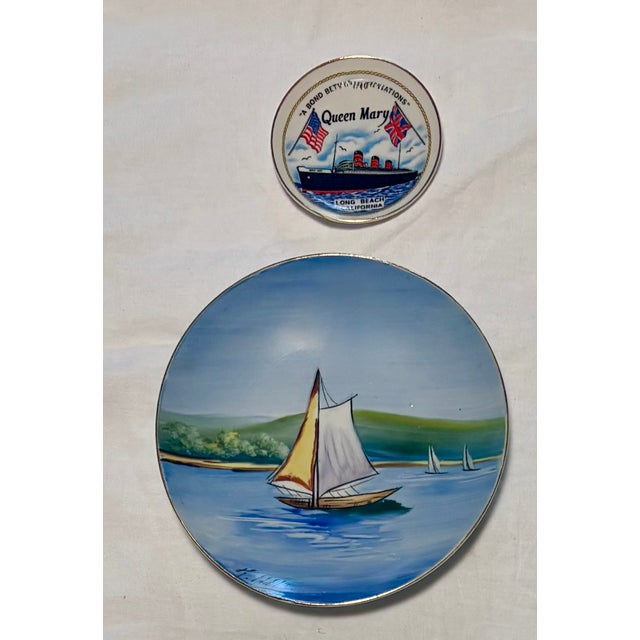 Ceramic Nautical Blue and White Danish Sailing Ships Wall Plate Curation-Set of 11 For Sale - Image 7 of 14