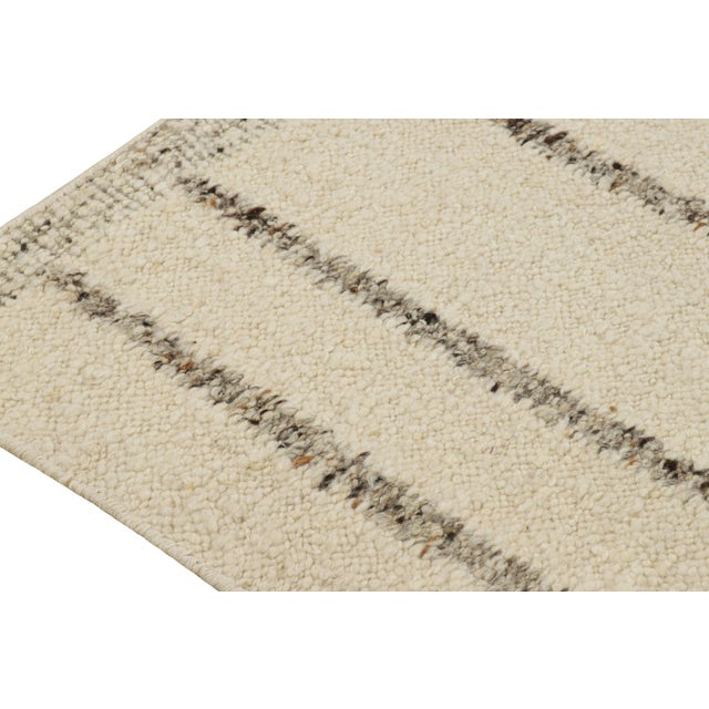 Contemporary Rug & Kilim’s Contemporary Kilim in Cream and White With Stripes For Sale - Image 3 of 7