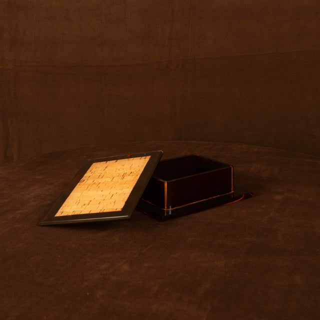 Italian Smoked Acrylic Glass and Natural Cork Jewellery Box, 1970 For Sale - Image 16 of 18