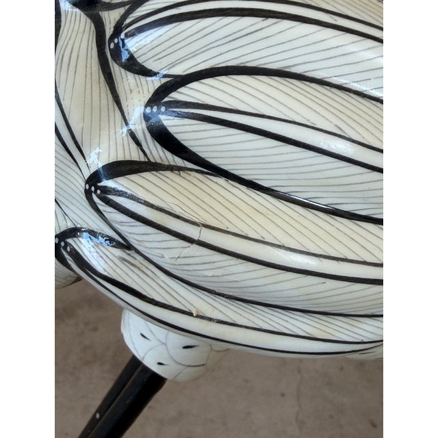 1980s Vintage Hand-Painted Flamingo Sculpture on Metal Legs | Signed Mexican Folk Art For Sale - Image 5 of 12