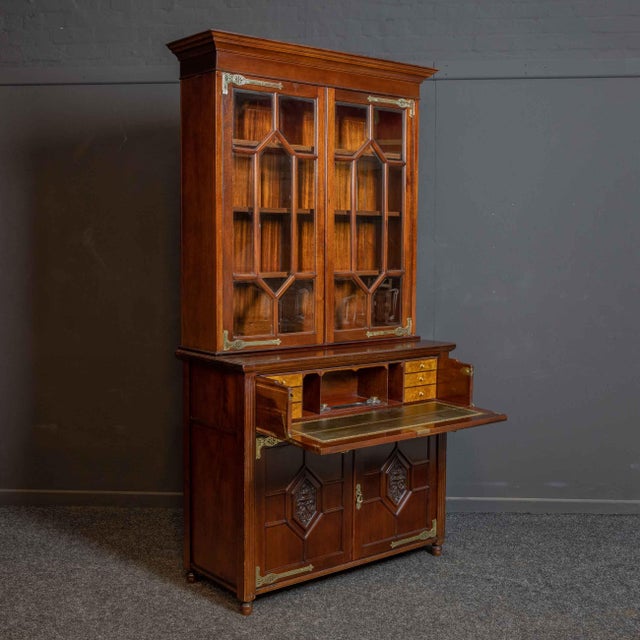 Victorian Walnut Secretaire Bookcase For Sale - Image 10 of 18