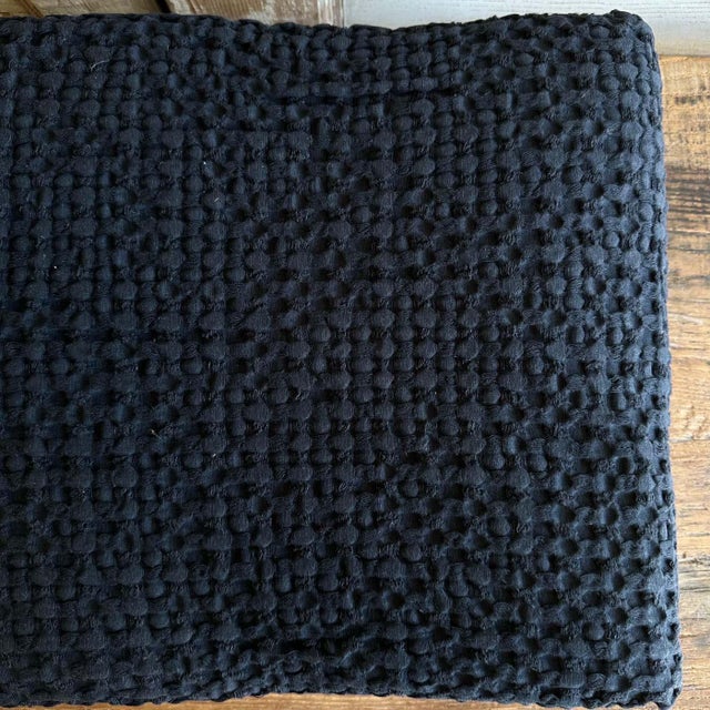Not Yet Made - Made To Order French Cotton Waffle Woven Bed Size Blanket in Noir For Sale - Image 5 of 5