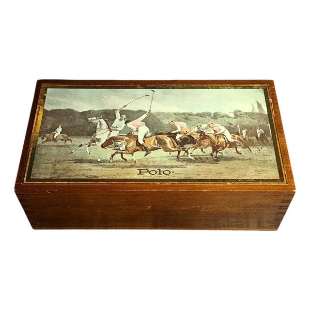 Vintage Ralph Lauren Polo Box Polo Players Equestrian Motif For Sale