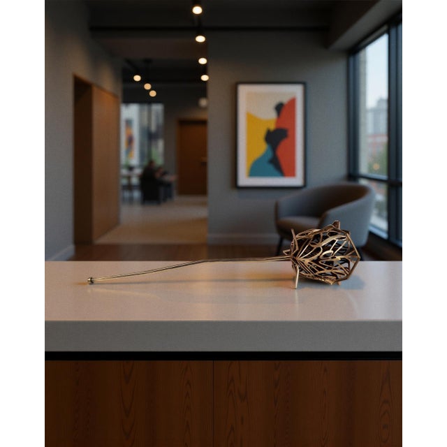 Ahmeau Contemporary Geometric Bronze Rose Sculpture - "Love" For Sale In New York - Image 6 of 12