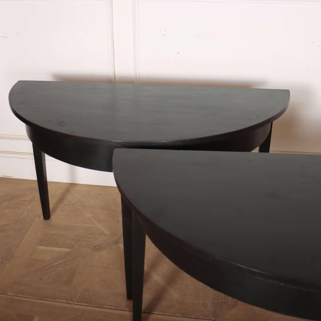 English Demi-Lune Console Tables, Set of 2 For Sale - Image 5 of 6