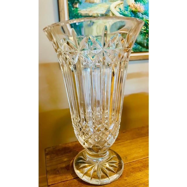 Authentic Waterford Crystal 14” Flared Vintage Vase Heavy Cut Starburst For Sale - Image 12 of 12